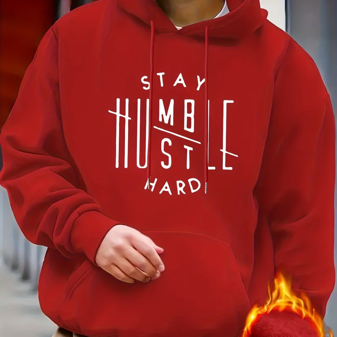Stay Humble & Hustle Print Hoodie, Cool Hoodies For Men, Men??s Casual Graphic Design Pullover Hooded Sweatshirt With Kangaroo Pocket Streetwear For Winter Fall, As Gifts - Image 4