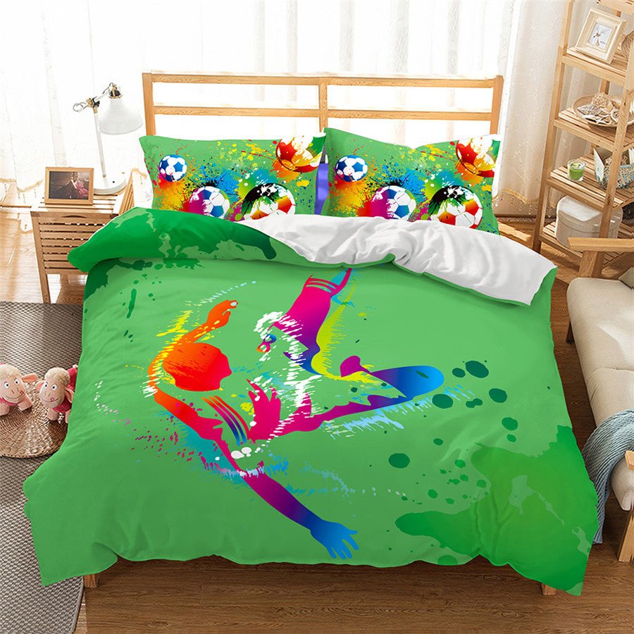 2/3-Piece Soccer Player Action Duvet Cover Bedding Set - Image 2