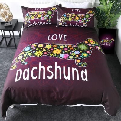 3-Piece Bohemian Dachshund Love Duvet Cover Set