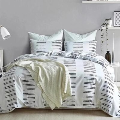 Black & White 2/3-Piece Striped Ladder Pattern Duvet Cover Set