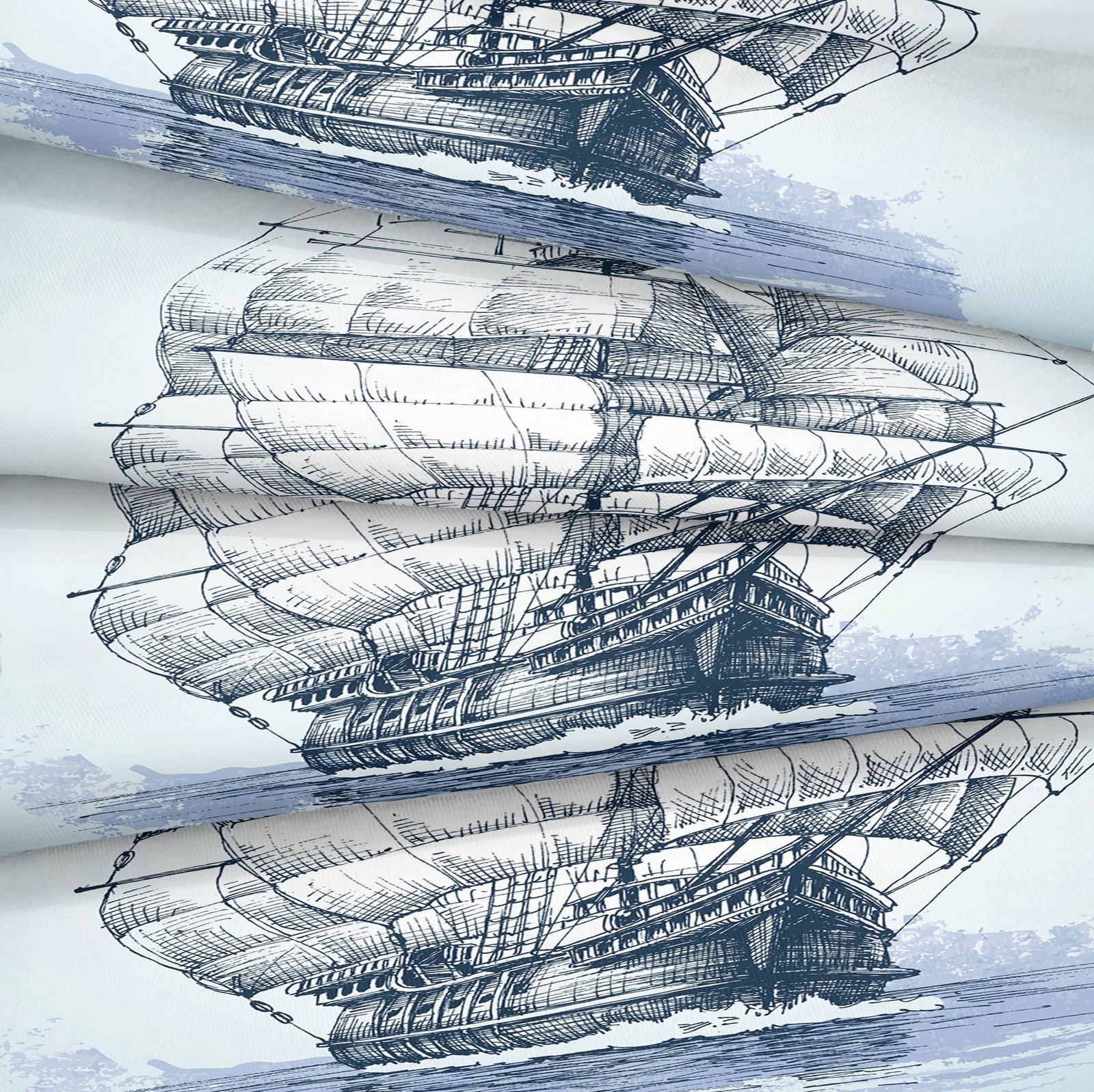 Blue 2/3-Piece Vintage Colonial Sailing Ship Duvet Cover Set - Image 3