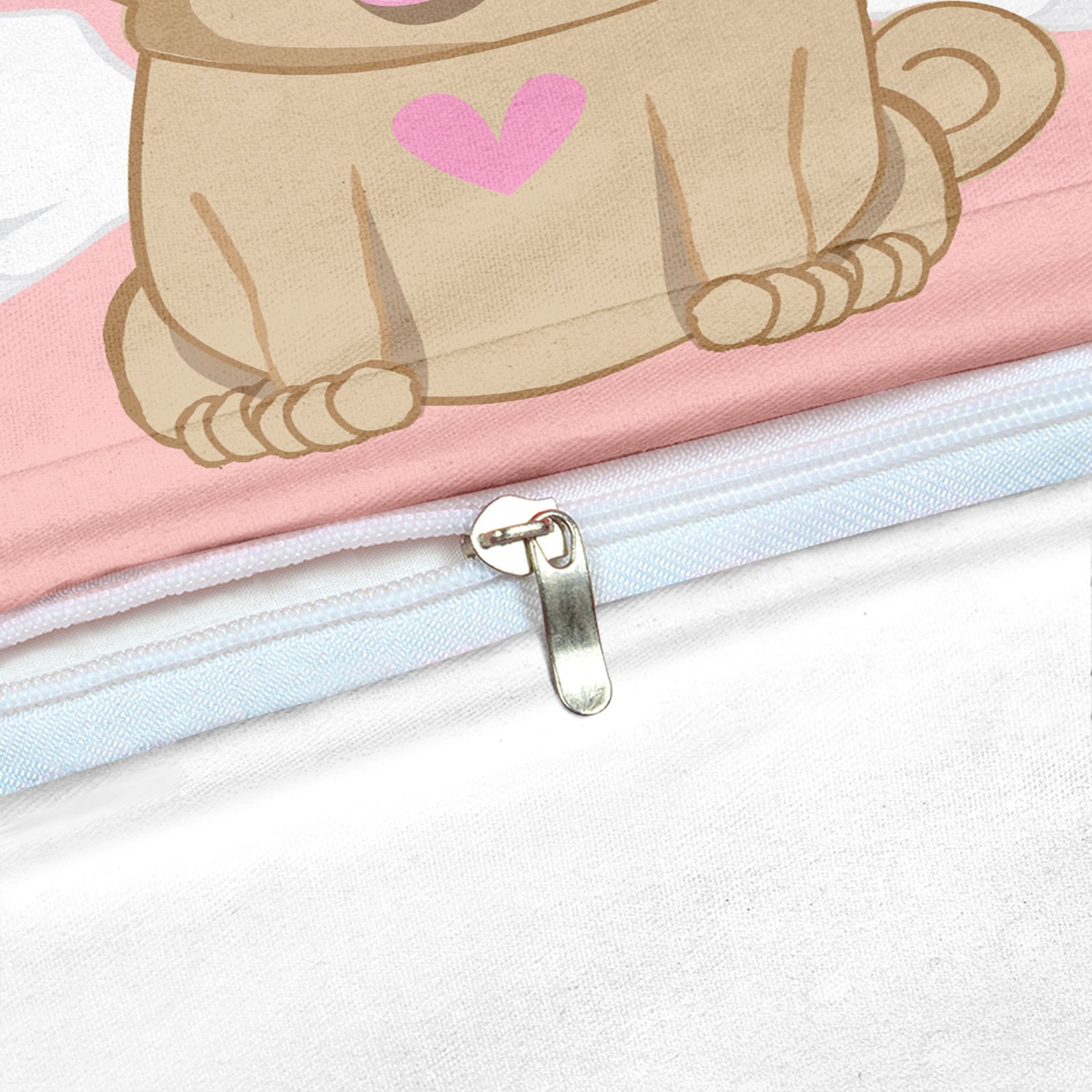 Pink 2/3-Piece Cartoon Unicorn Pug Print Duvet Cover Set - Image 3