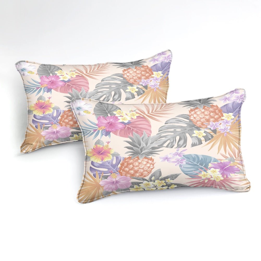 Pastel 2/3-Piece Tropical Floral Print Duvet Cover Set - Image 2