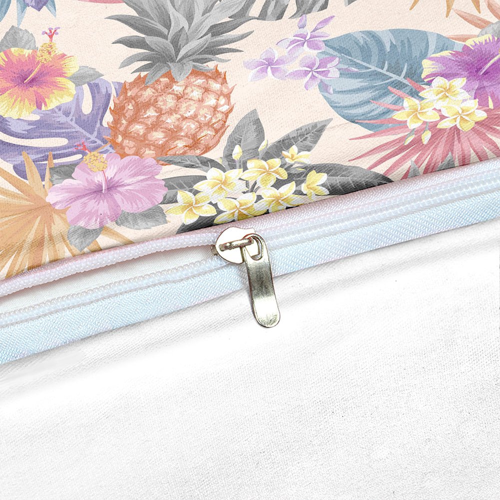 Pastel 2/3-Piece Tropical Floral Print Duvet Cover Set - Image 3