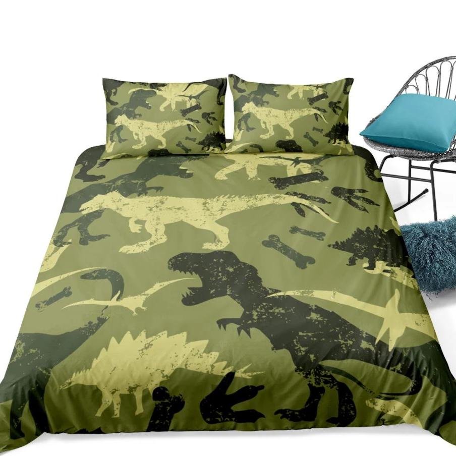 2/3-Piece Camouflage Dinosaur Print Duvet Cover Set - Image 4