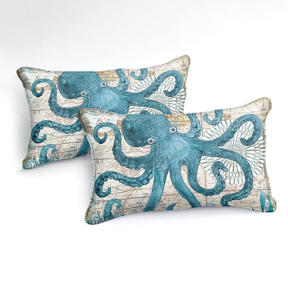 2/3-Piece Mediterranean Octopus Print Duvet Cover Set - Image 2