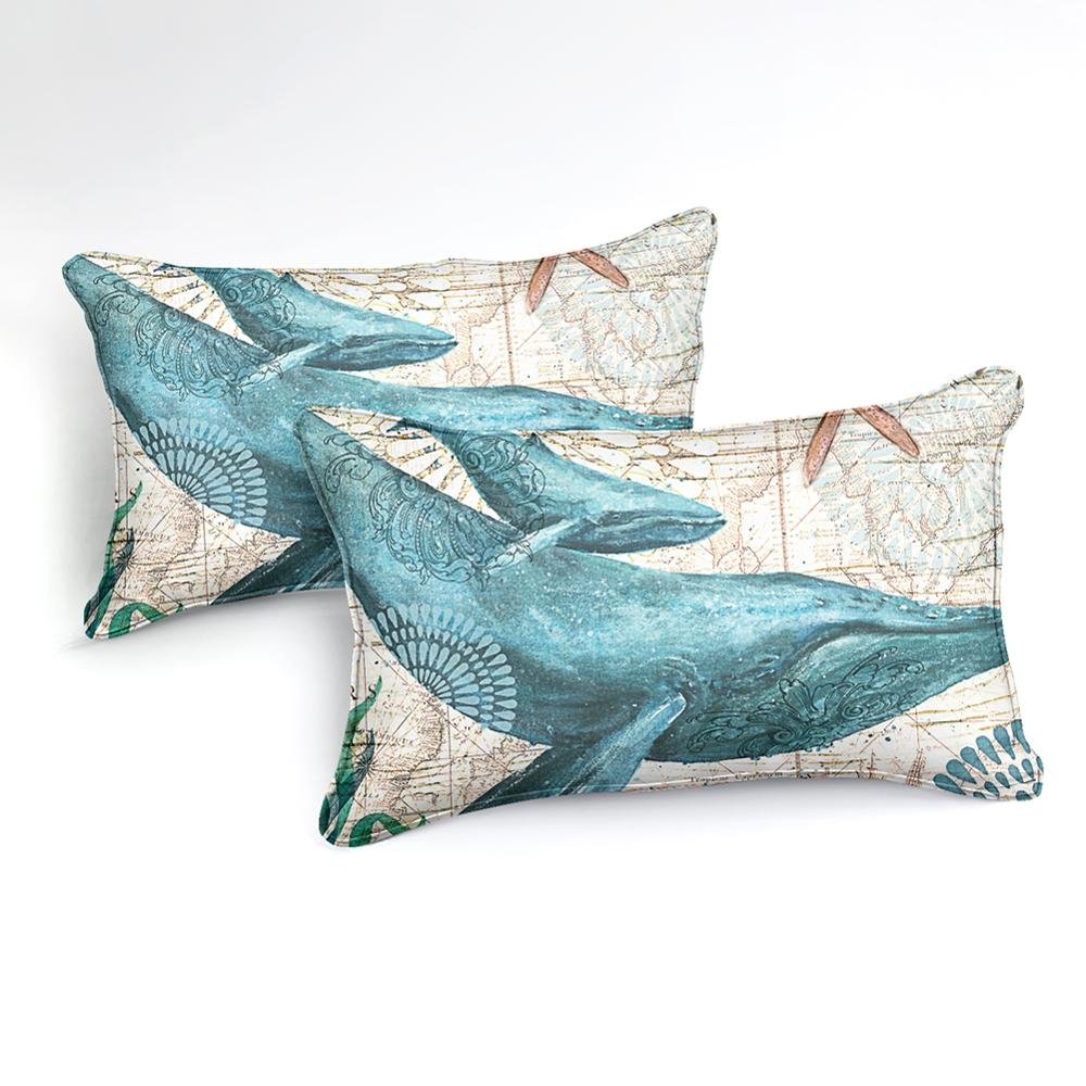 2/3-Piece Mediterranean Whale Print Duvet Cover Set - Image 2