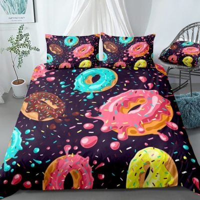 2/3-Piece Exploding Sprinkle Donut Duvet Cover Set