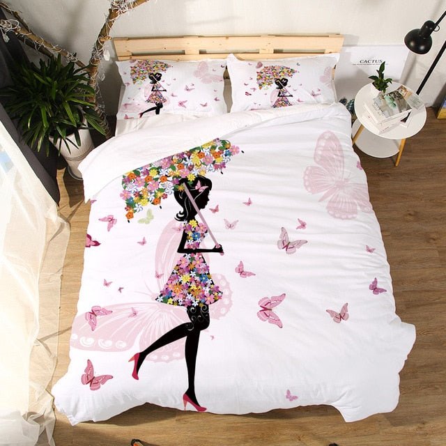 2/3-Piece Girls Butterfly Fairy Duvet Cover Bedding Set - Image 10