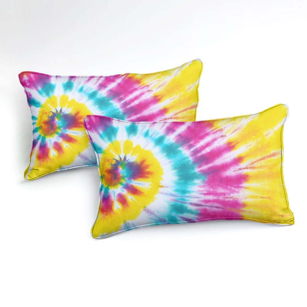 2/3-Piece Pink & Yellow Tie-Dye Duvet Cover Set - Image 2