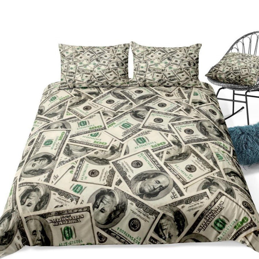 2/3-Piece Hundred Dollar Bill Money Print Duvet Cover Set - Image 4