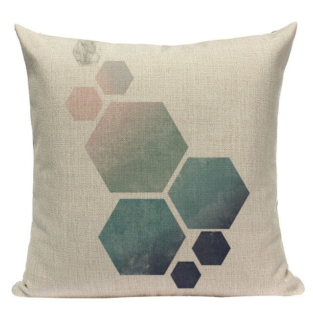 18?? Pink / Teal Nordic Geometric Elements Pillow Cover - Image 10