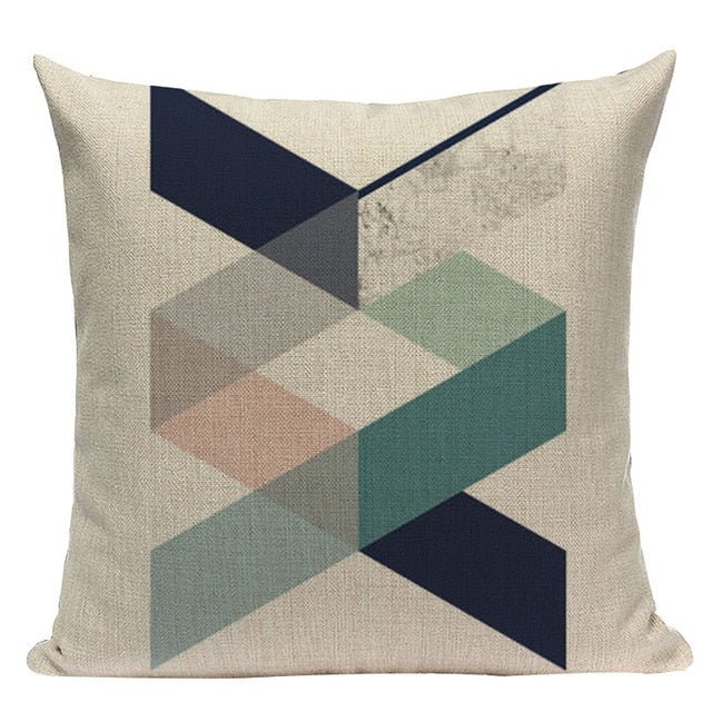 18?? Pink / Teal Nordic Geometric Elements Pillow Cover - Image 15