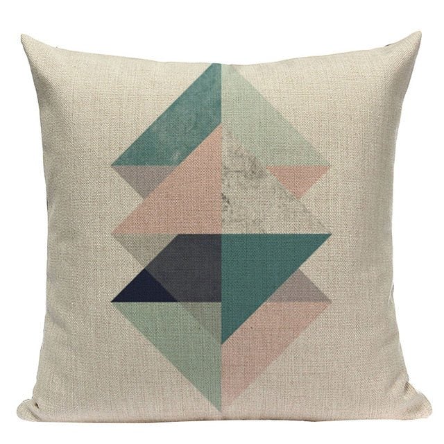 18?? Pink / Teal Nordic Geometric Elements Pillow Cover - Image 18