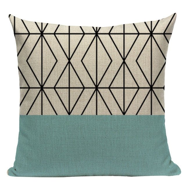 18?? Pink / Teal Nordic Geometric Elements Pillow Cover - Image 12
