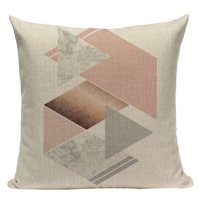 18?? Pink / Teal Nordic Geometric Elements Pillow Cover - Image 19