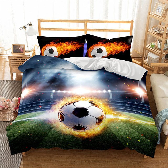 2/3-Piece Action Soccer Ball Duvet Cover Bedding Set - Image 2