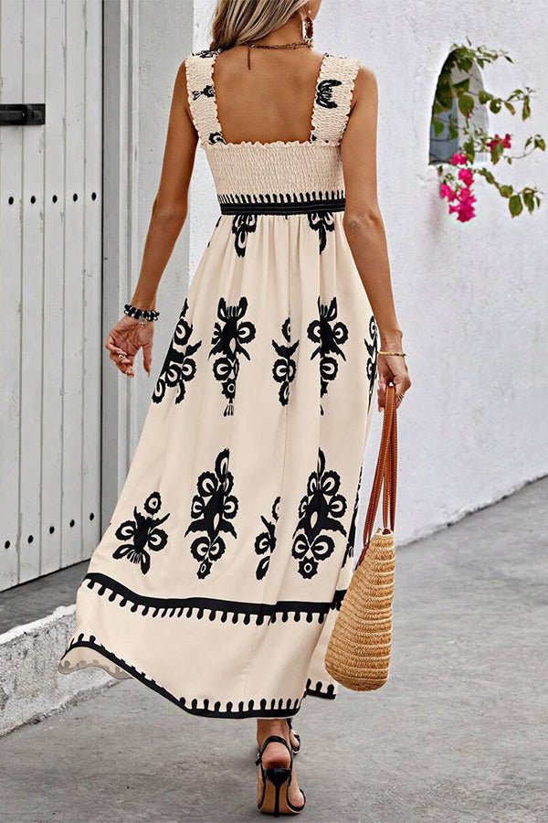 Fashion Printed Smocked Chest Holiday Style Dress - Image 2